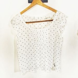 Abercrombie & Fitch Sheer White Polka Dots Top SzS